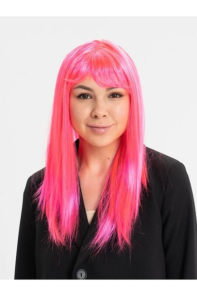 VALORİA Candy Pink Dark Pink Color Long Straight Party Wig
