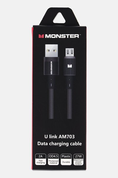MONSTER U Link AM703 Type Data Charing Cable, Black