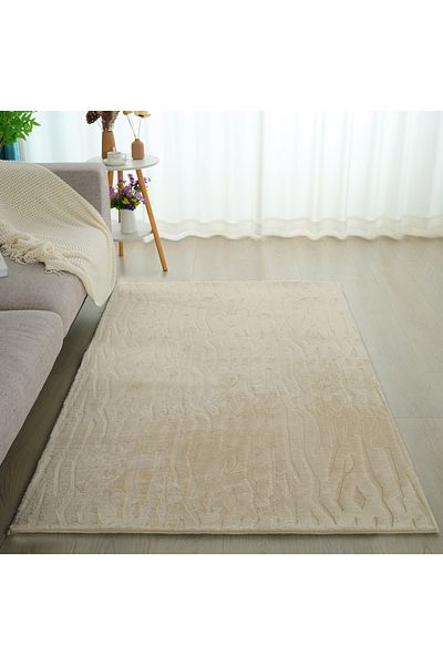 erorex Zara Reza Jacquard Rabbit Fur Rug - 120x170 cm