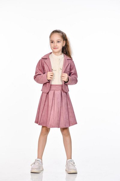 Kamex Suede Judge Collar Shirt Jacket Skirt Suit
