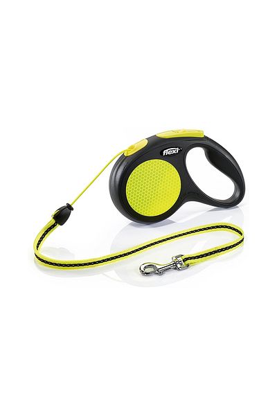 Flexi New Neon Yellow Tape Retractable Dog Leash, Xs Pack Of 2