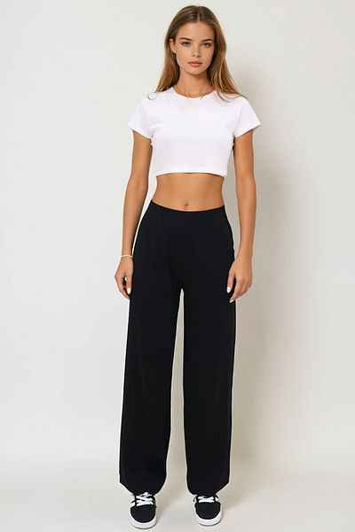 VAGGON Tricotaje negre de damă Pantaloni Palazzo Vgn-x10894