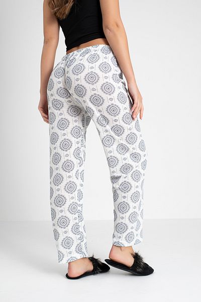 DONEX Cotton Thin Breathable Fabric Ribbon Waist Detail Printed Women's Sleepwear Bottoms Without Pockets