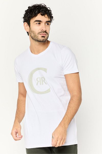 Cerruti 1881 Men Crew Neck Short Sleeves Brand Logo T-Shirt, White
