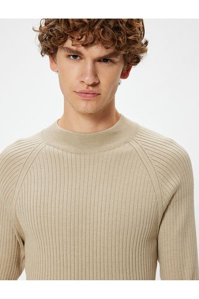 Koton Stand Collar Knit Sweater - Basic Cotton Blend