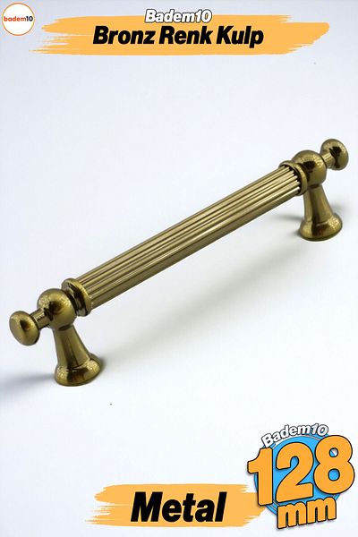 Badem10 Mâner din metal galben antic Selcuk 128 mm 12,8 cm Mobilier Bucătărie Sertar Dulap Dulap Mânere Mâner