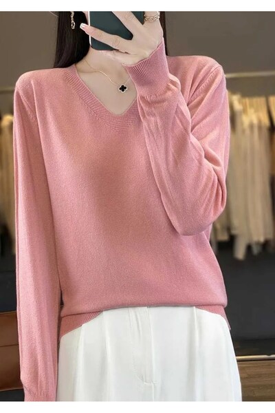 ARDSU Kadınlar İçin V Yaka Ince Rahat Triko Kazak