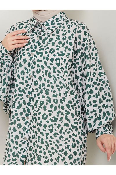 EFSUN MODA ΠΟΥΚΑΜΙΣΟ ΜΑΚΡΥΜΑΝΙΚΟ ΣΧΕΔΙΟ ΛΕΟΠΑΡ 2508 ΣΜΑΡΑΓΔΟΣ ΜΕΓΕΘΟΣ 38