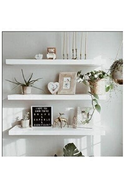AŞIRCA 60x17 3lu beyaz duvar rafı kitaplık