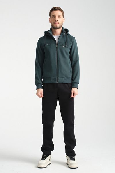 Shooter Winter Dark Green Men's Tracksuit Set with Hooded Inside Regular Fit