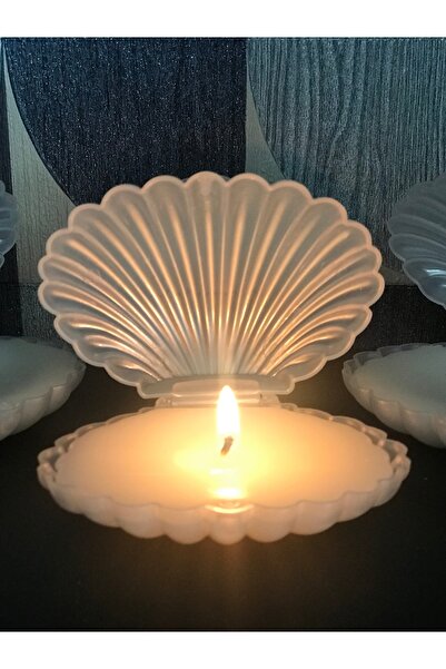 BlueDaisyCandle midye mum 10 adet mika kutulu içi mum dolu  midye mum , Düğün...