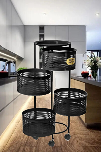 MuratogluHome 4 Katlı Yana Açılır Krem Tekerlekli Patates Soğan Sepeti Sebze ...