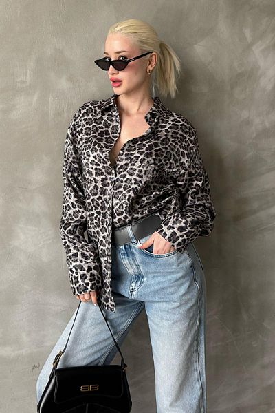 Madmext Cămașă de damă cu model leopard negru Mg2296