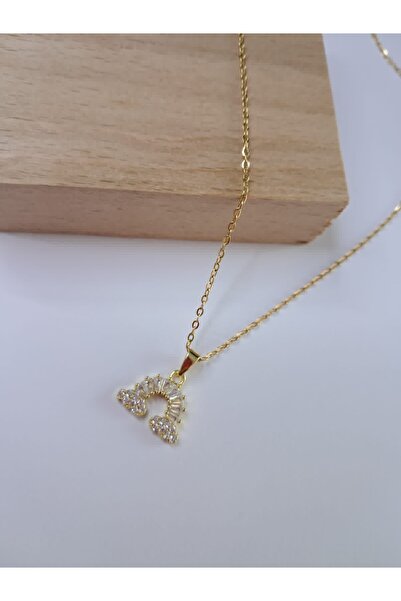 Çelik Gökkuşağı gold taşlı çelik kolye