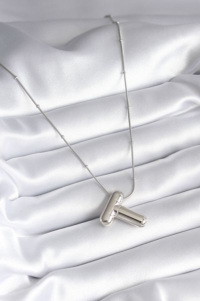 NEZADE STORE 316L Steel Silver Color Bubble "T" Letter Model Women's Necklace - Lisinya