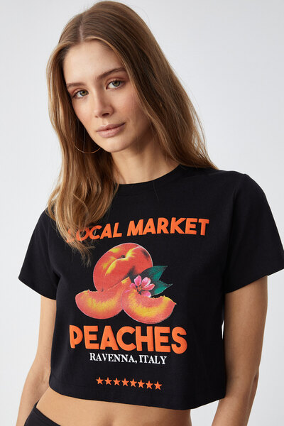 ETHIQUET Belveth Women's Crew Neck Oversize Black T-Shirt