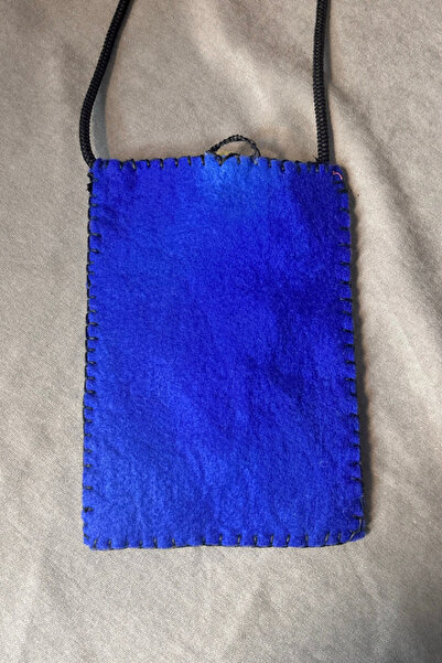 Uretti - Tülin 3528 Ручна робота Червона квітка вишивка з фетру Сумка через плече - Синя