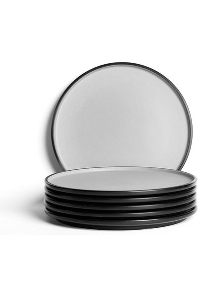 mastergold 6 Pieces Melamine Round Flat Dinner Plates (27cm) for Serving Meat, Noodles & Pizza