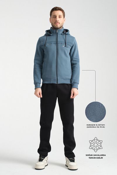 Shooter Winter Forest Green Men's Tracksuit Set with Hooded Inside Regular Fit