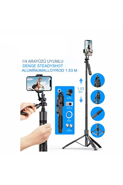 EN SİGA 157 CM kablosuz Selfie Tripod standı katlanabilir Monopod aksiyon kam...