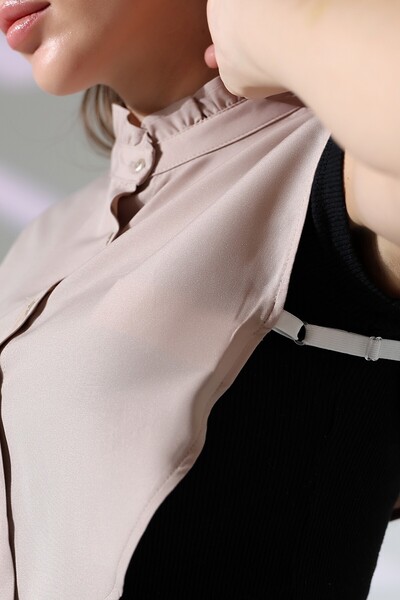 SCHIK Βαμβακερό βολάν γιακά - Αποσπώμενο μισό πουκάμισο Mink Sckwm24gml02