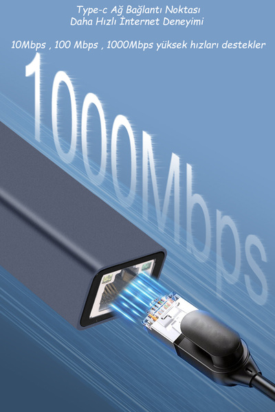 TrkTech Type-c To RJ45 Ethernet Adaptörü Ethernet Çevirici Type-c Girişli Cihazlarla Uyumlu