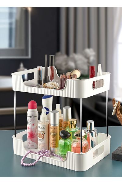 VİGENTİNO 2 Tiers Bathroom Kitchen Office And Makeup Organizer Multi-Purpose Desk Organizer