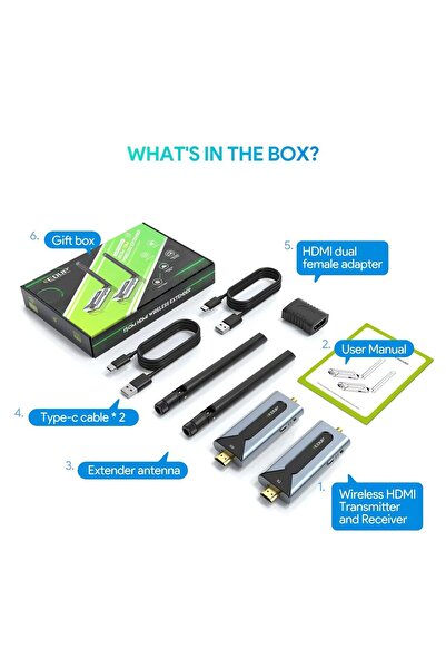 LivX Edup Kablosuz HDMI Sistemi 5.8G 500 Feet Menzil Kesintisiz Akış EH-WD9910