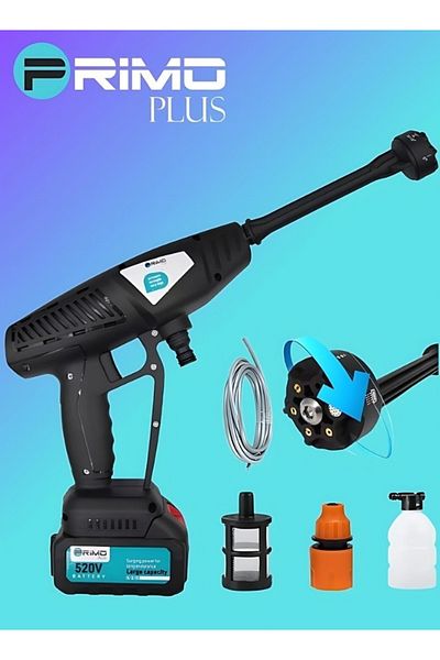 Primo Plus Cordless Electric High Pressure Washer, 520VF Lithium Battery.
