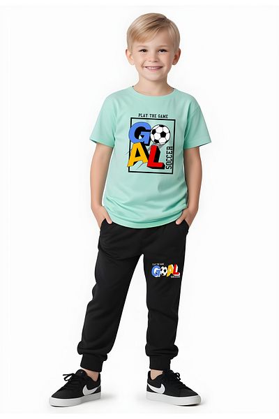 FYK KİDS Boy's Seasonal Goal Printed Bottom-Top Suit