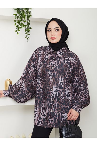 EFSUN MODA ΠΙΝΑΚΑΣ ΛΕΟΠΑΡ ΜΠΟΥΜΕΛΟ JESICA ΜΑΚΡΥΜΑΝΙΚΟ ΣΚΟΥΡΟ ΚΑΦΕ ΜΕΓΕΘΟΣ: 38