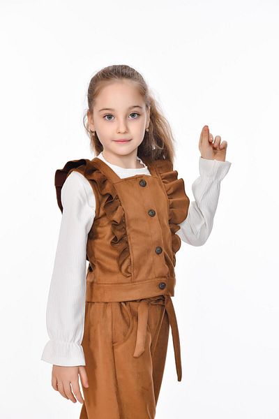 Kamex Suede Ruffled Vest Set