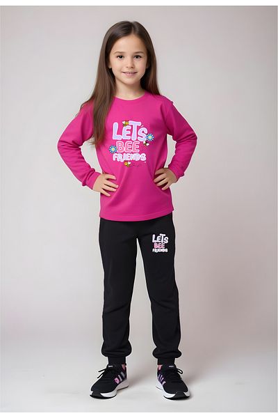 FYK KİDS Friends Printed Rubber Waist Set for Girl - BOTTOM-TOP Set