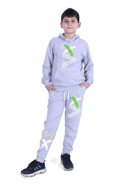FYK KİDS Σετ φόρμας φόρμας για αγόρια με κουκούλα X εμπριμέ καγκουρό