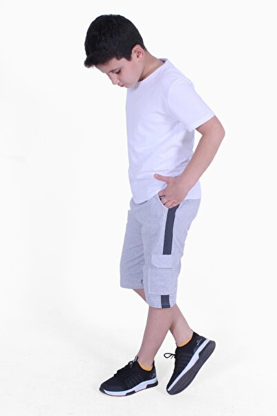 FYK KİDS Plain Model Boy's T-Shirt-Capri Top and Bottom Set
