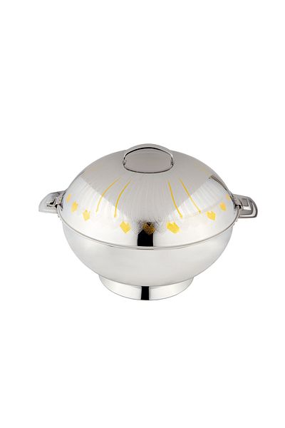 ALSAIF Inner Stainless Steel Casserole, Insulated Hot Pot, Keep Food Hot & Fresh, 5 Liter, Silver/gold