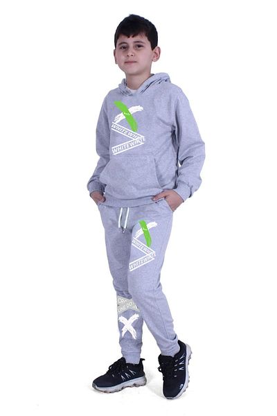 FYK KİDS Σετ φόρμας φόρμας για αγόρια με κουκούλα X εμπριμέ καγκουρό