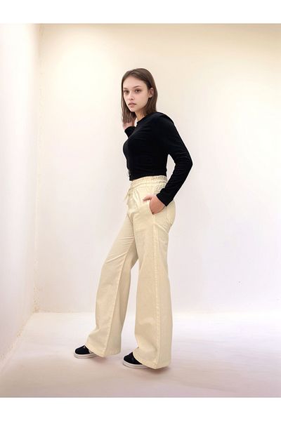 Asortix Girls' 100% Cotton Elastic Waist Linen Pants - Comfortable, Stylish and Comfortable Design