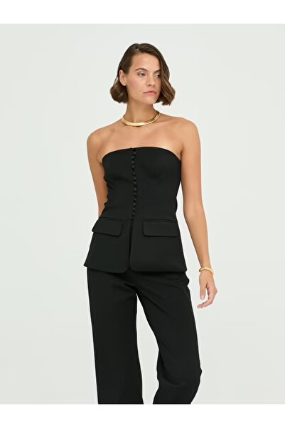 Semra Bozdoğan Düğme Detaylı Straplez Büstiyer Ceket