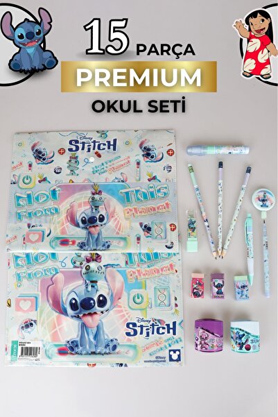 Disney LİSANSLI STITCH 15 PARÇA FULL KIRTASİYE SETİ ÇITÇIT DOSYA,3 ADET SİLGİ...