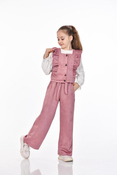 Kamex Suede Ruffled Vest Set