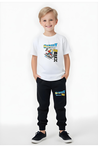 FYK KİDS Boy's Seasonal Street Printed Bottom Set