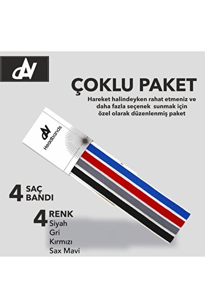 DAVSPOR Elastik Kaydırmaz Silikonlu Unisex Saç Bandı Headband 4'lü Paket