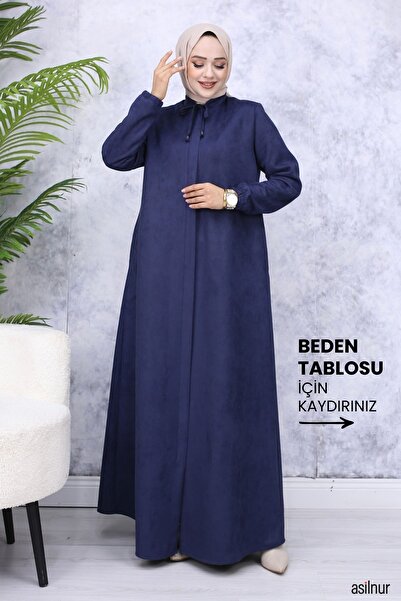 ASİLNUR Kışlık Hüma Süet Mevlana Ferace Lacivert