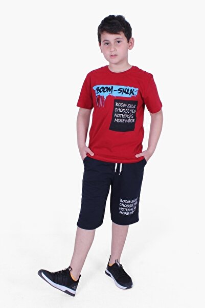 FYK KİDS Boom Sklk Text Printed Boy's Bottom-Top Capri Set