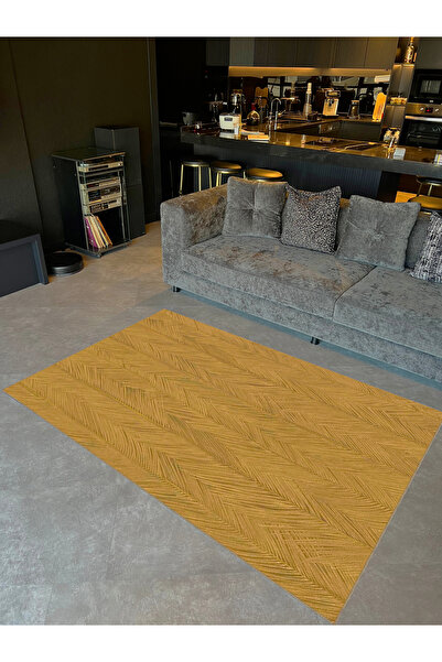 Rugs Modern Halı Seda Koleksiyonu Sarı Temalı Hasır Desenli Dokuma Taban Mode...