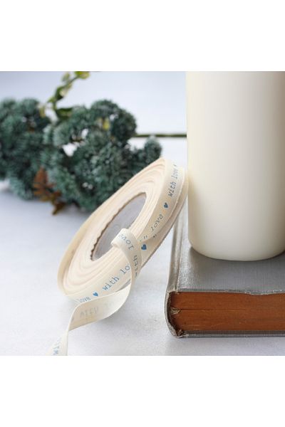 Bimotif Blue Cotton Ribbon - 1 cm X 20 Metres, "With Love"