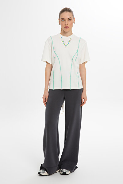 GIZIA SPORT Arkası Bağcıklı Ekru T-Shırt