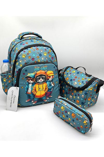 Bevitton Black Character Patterned Pen Holder Nutrition Boy's Primary School Bag Suit Primary School Bag