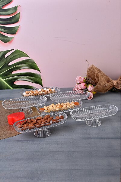 Golden Kitchen 6-Piece Luxury Glass-Stand Turkish Delight Bowl Serving Dish Snack Bowl Breakfast Bowl